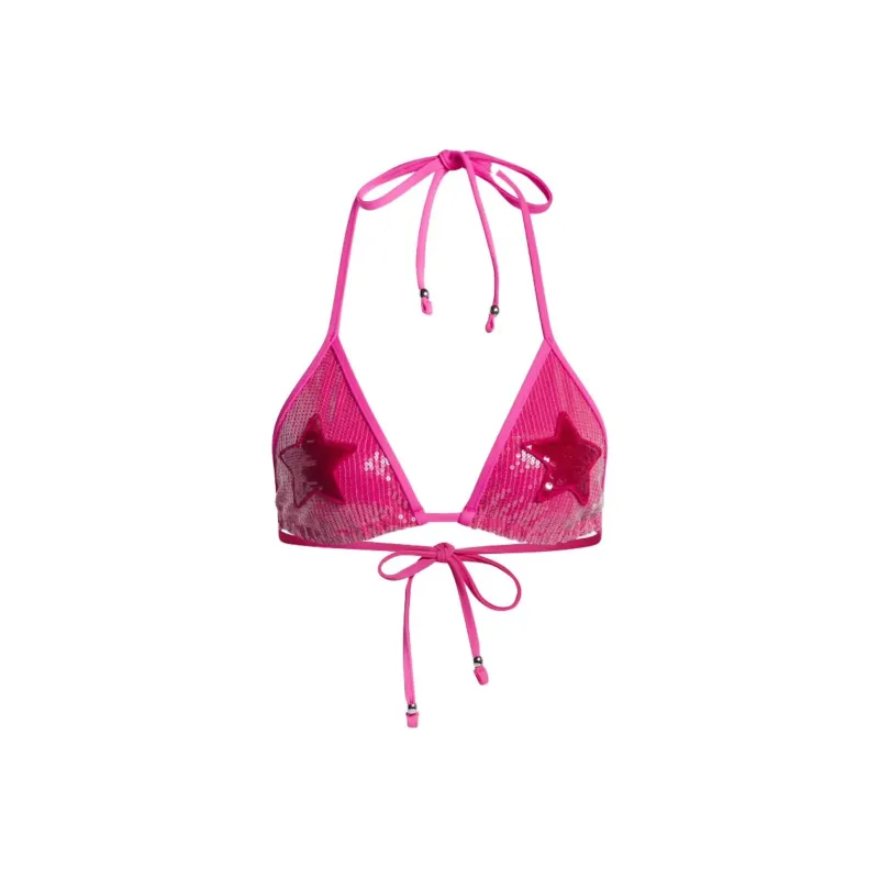 Adidas Ivy Park Sequin Triangle Bikini Top Shock Pink-0