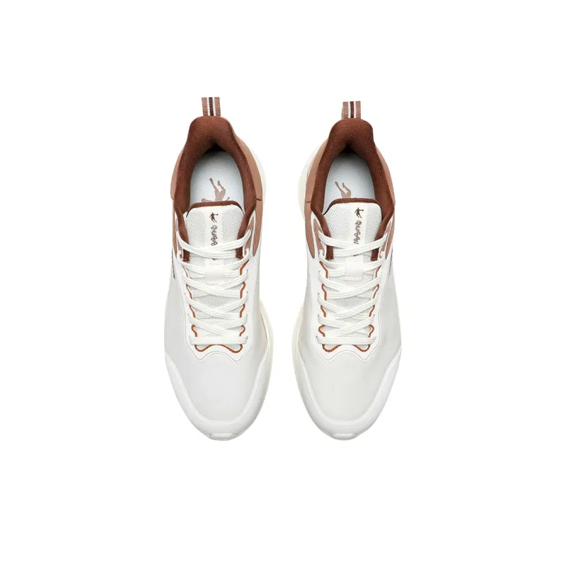 QIAODAN Cushioning, Wear Resistant Low Top Casual Running Shoes Men's White Brown-3