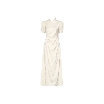 DPLAY Casual Long Skirt Women's Cream Apricot Rose