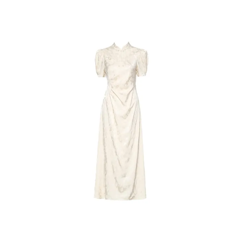 DPLAY Casual Long Skirt Women's Cream Apricot Rose-0