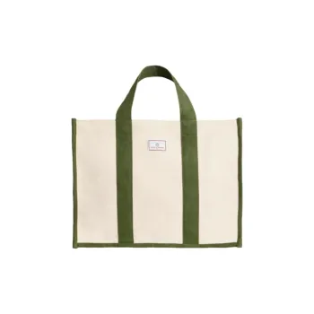 INES DE LA FRESSANGE Cotton Canvas Tote Bag, Shopping Bag, Shoulder Bag, Handbag Medium Size Women's Khaki Green