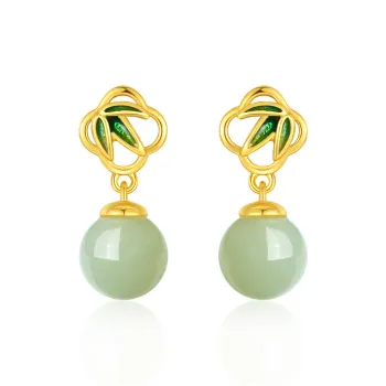 JIACUIYUN Earrings Green Jade Unisex