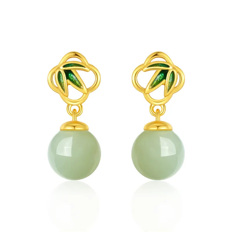JIACUIYUN Earrings Green Jade Unisex-0
