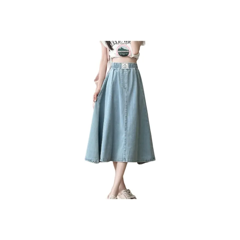 XIANSINIAO Denim Long Skirt Women's-0