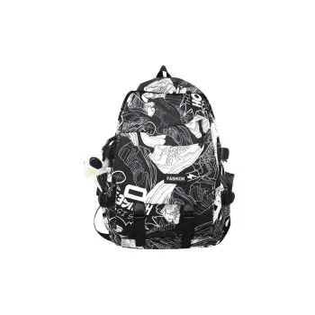 PULEWEI Nylon Backpack Regular Unisex White Shoes/Black Graffiti/White Blue/White Red