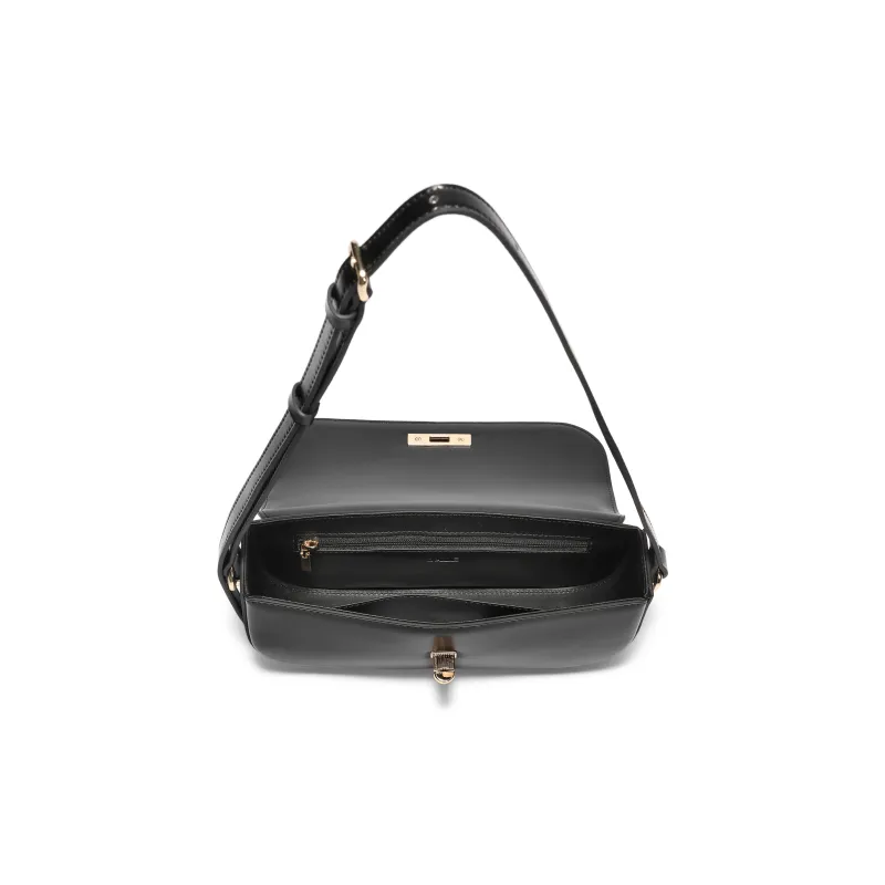 BELLE Cow Leather Underarm Shoulder Bag Women's Black-2