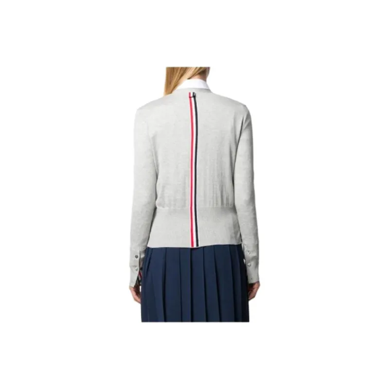 THOM BROWNE Back Striped V Neck Cardigan-2