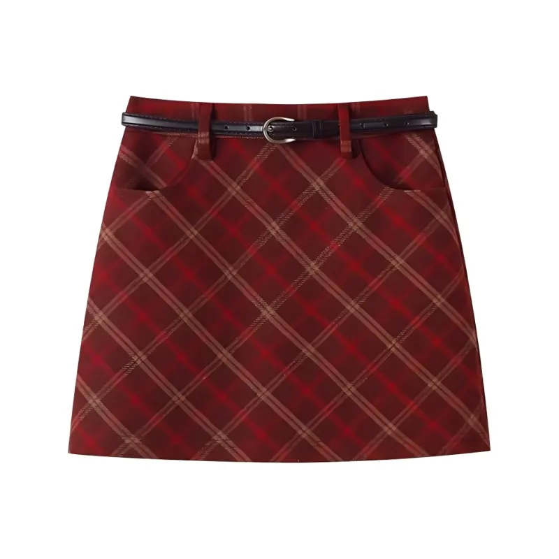 LESS BEARS Casual Short Skirts Unisex Red-0