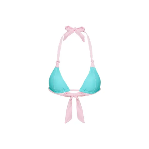 PRINCESS POLLY ANGEL BAY TRIANGLE BIKINI TOP Bikini Women's TURQUOISE PINK/Green Turquoise Pink