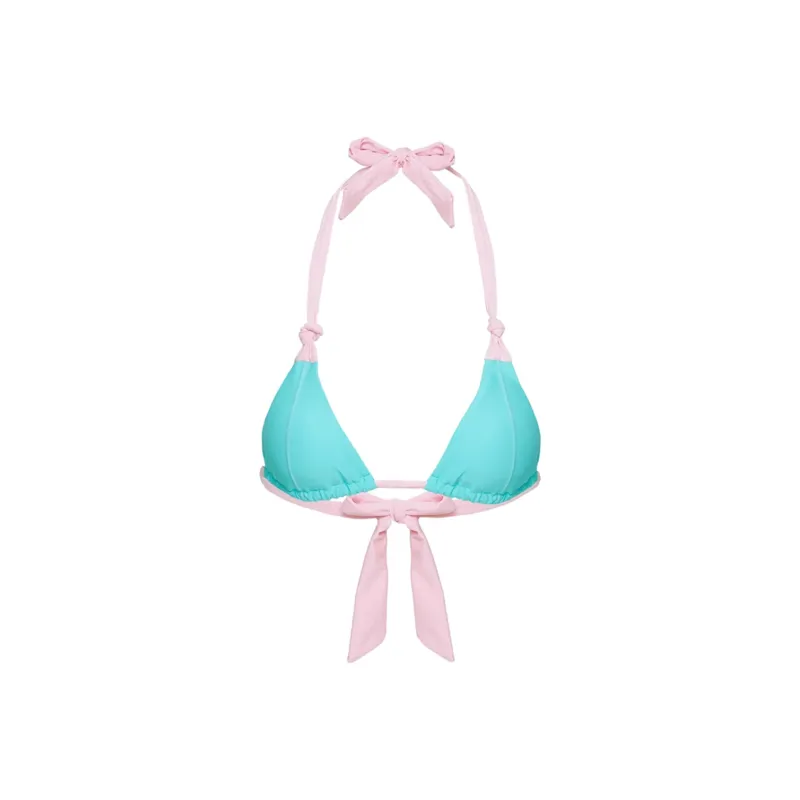 PRINCESS POLLY ANGEL BAY TRIANGLE BIKINI TOP Bikini Women's TURQUOISE PINK/Green Turquoise Pink-0