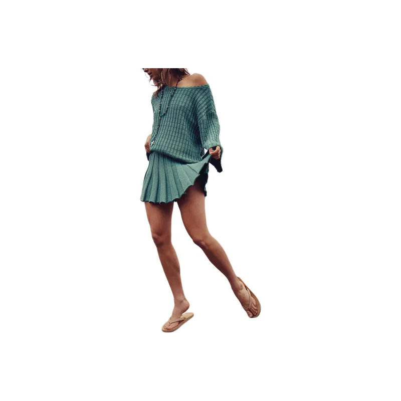FREE PEOPLE Kenzie Sweater Set Skirt Set Women's Frosty Spruce-0