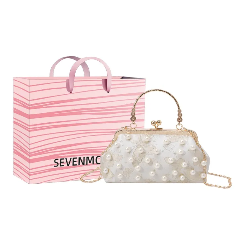 SEVENMOONS Fabric Handbag Women's Silver/Gold/Pink-3