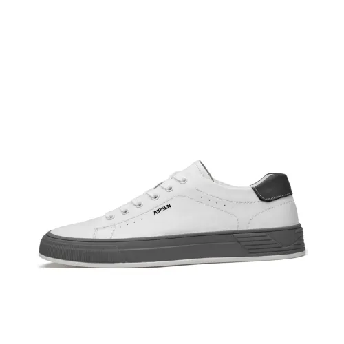 AIPSEN Low Top Skateboard Shoes Men's White Gray Tail