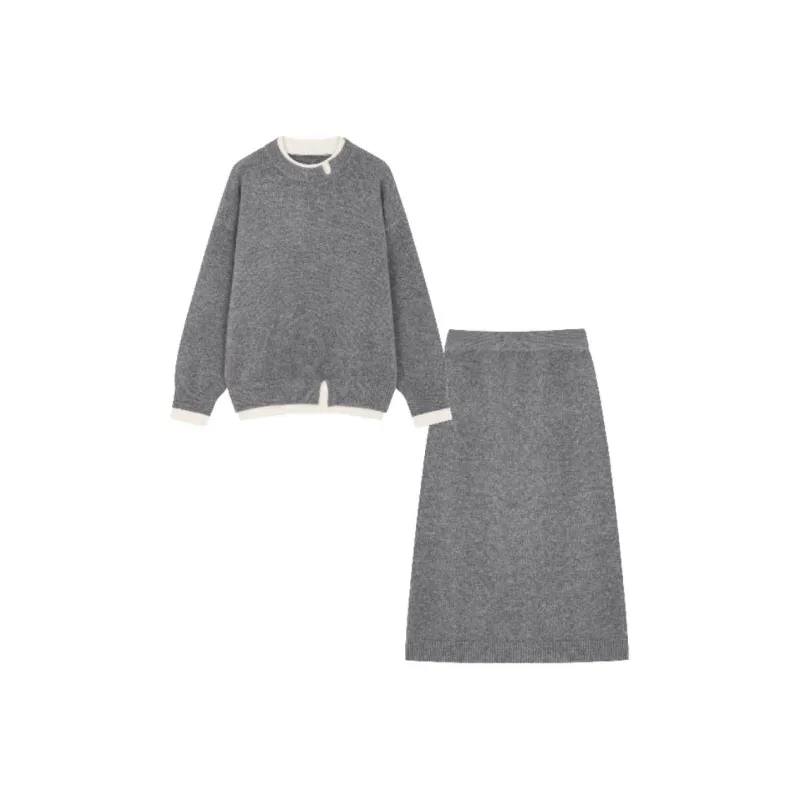 Mo Han Yi Mei Skirt Set Women's Gray-0