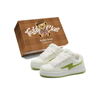 Teddy Bear Collection Skateboard Shoes Unisex Low Top White/Green