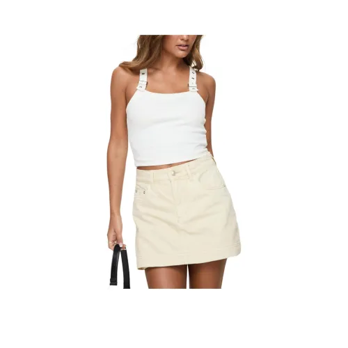 PRINCESS POLLY GAZELLE DENIM SKORT Denim Shorts Women's CREAM/Cream