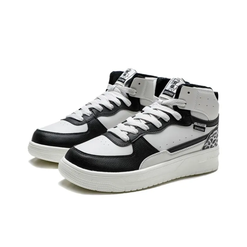 QIAODAN Dry Anti Slip Wear Resistant High Top Skateboard Shoes Men's Gray Black-2