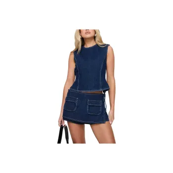 PRINCESS POLLY COUNTRYSIDE SKORT Denim Short Skirts Women's Blue Denim