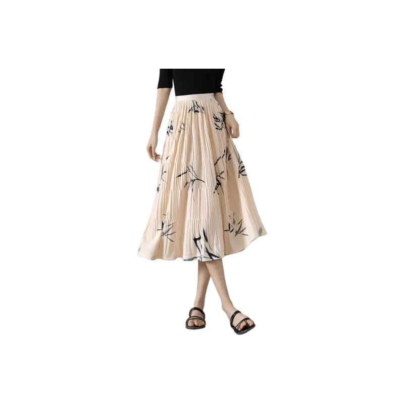 Mo Han Yi Mei Casual Long Skirt Women's Beige Apricot-0