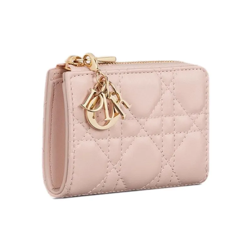 DIOR Lady Dior Lambskin Key Pouch Women's Pink-1