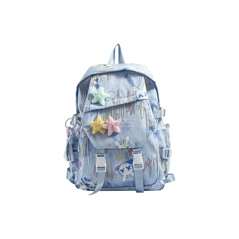 AIBAG Nylon Fabric Backpack Women's Ecru/Black/Green/Blue/Pink-10