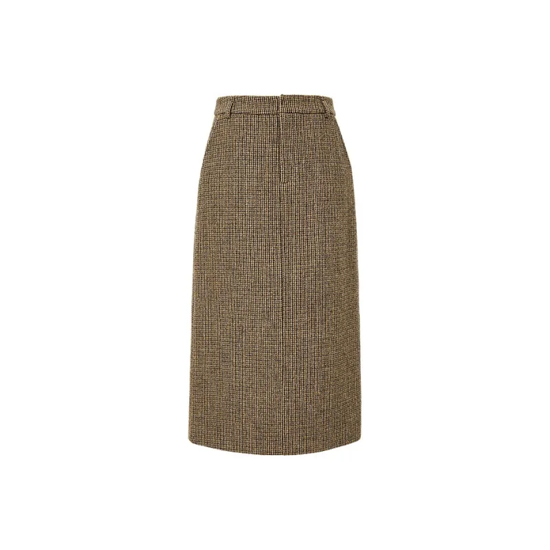 Hopeshow Casual Short Skirts Women's Vintage Coffee Plaid-0