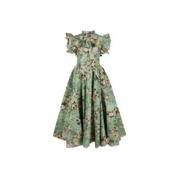 Selkie Collection x Bridgerton FW24 Skirt Set Women's Kate Green Print