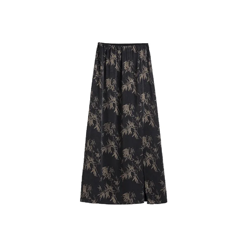 Hang Yi Court Casual Long Skirt Women's Black-0