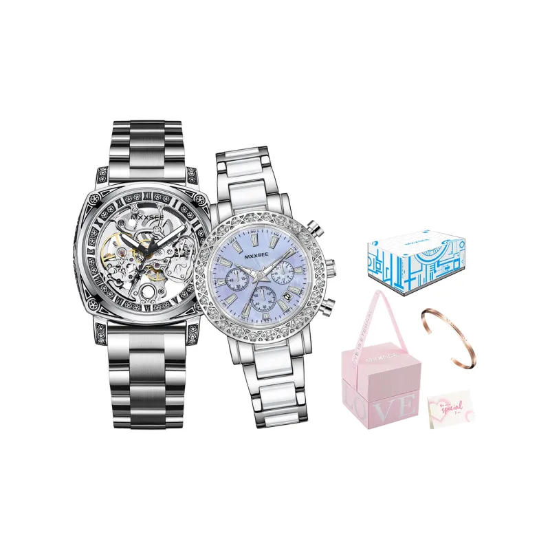 MXXSEE Automatic Mechanical Movement Steel Strap Watch Unisex White Dial-55