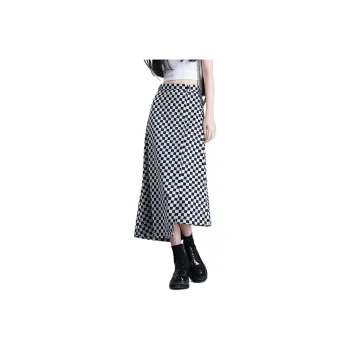 You Cow Me Pants Casual Long Skirts Women's Black White Plaid