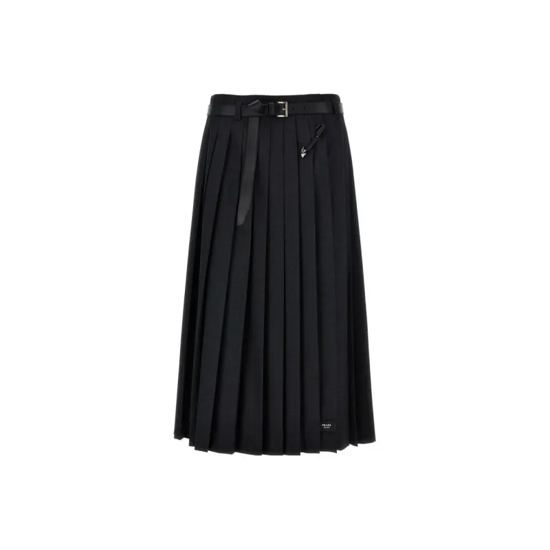 PRADA SS24 Casual Long Skirt Women's Black-0