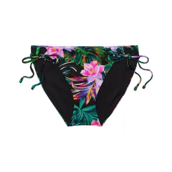 Victoria's Secret Mix & Match Side-Tie Bikini Bottom / BT Swimming Shorts Women's Black Tropical