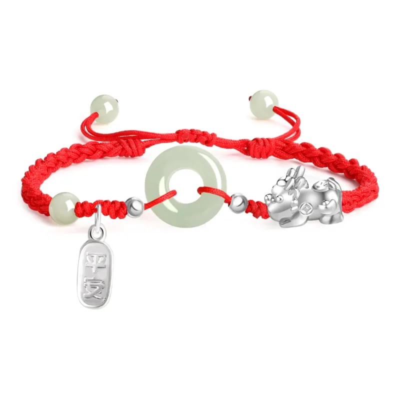 Lao Feng Xiang Hetian Jade Bracelets White Jade/Pale Greenish White Jade Unisex-5
