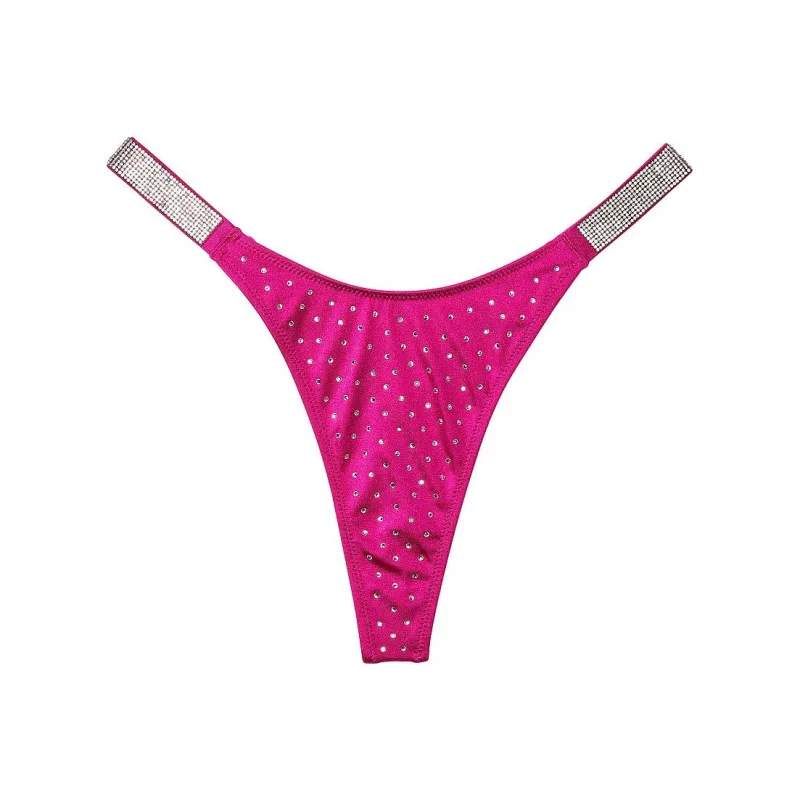 Victoria's Secret Shine Strap Thong Bikini Bottom / Berry Blush Swimming Shorts Women's Berry Red-0