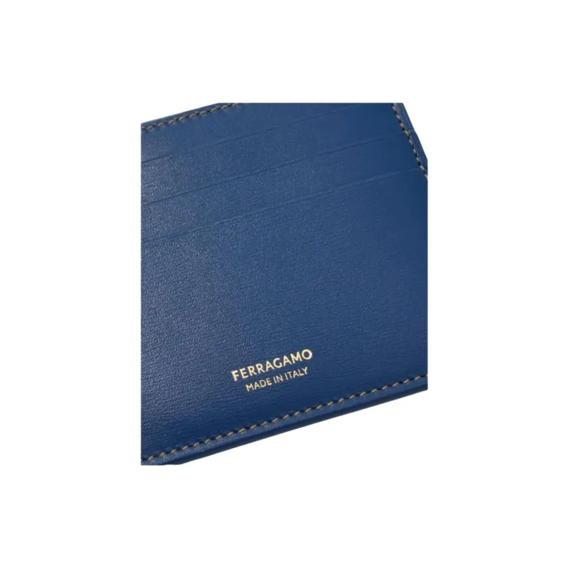 FERRAGAMO Cow Leather Card Holder Regular Women's Blue Green-3
