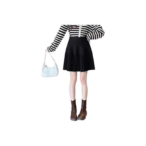 Tonlion Casual Short Skirts Women's Black