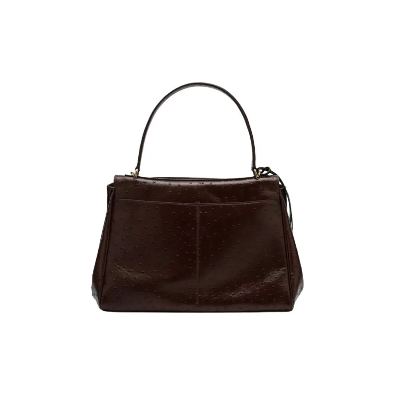 Balenciaga Leather One Shoulder Handbag Medium Size Women's Dark Brown-2