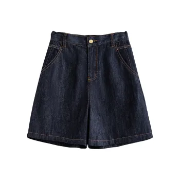 Initial Language Denim Shorts Women's Original Denim Blue