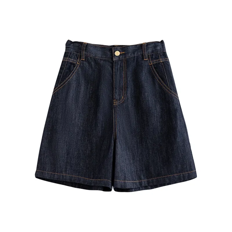 Initial Language Denim Shorts Women's Original Denim Blue-0