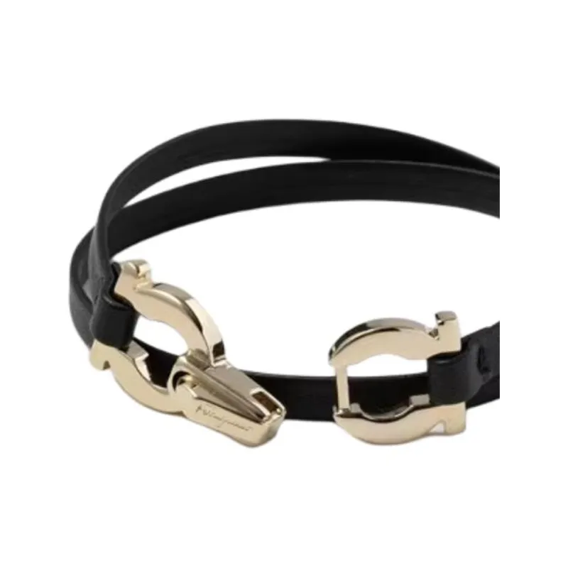 FERRAGAMO Leather Bangles Women's Black-1