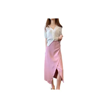 Juden Choi Casual Long Skirts Women's Pink Purple