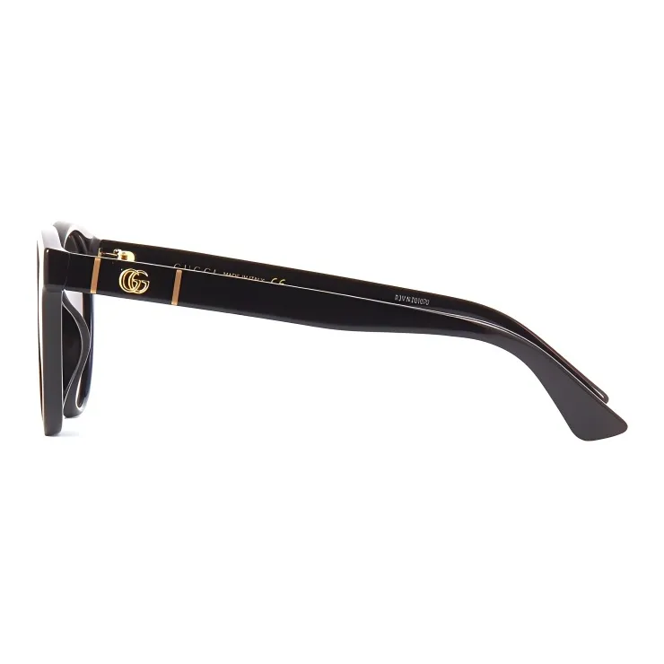 GUCCI Plate Frame Round Sunglasses Women's Dark Gray-2