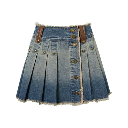 CHICPARK Denim Short Skirts Women's Vintage Denim Blue