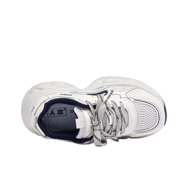 RENBEN Slip Resistant, Abrasion Resistant, Rebound Resistant Low Top Casual Shoes Women's White Blue-2