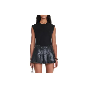 DION LEE SS24 LAMINATED PLEAT MINI SKIRT Denim Short Skirts Women's BLACK/Black