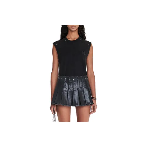 DION LEE SS24 LAMINATED PLEAT MINI SKIRT Denim Short Skirts Women's BLACK/Black