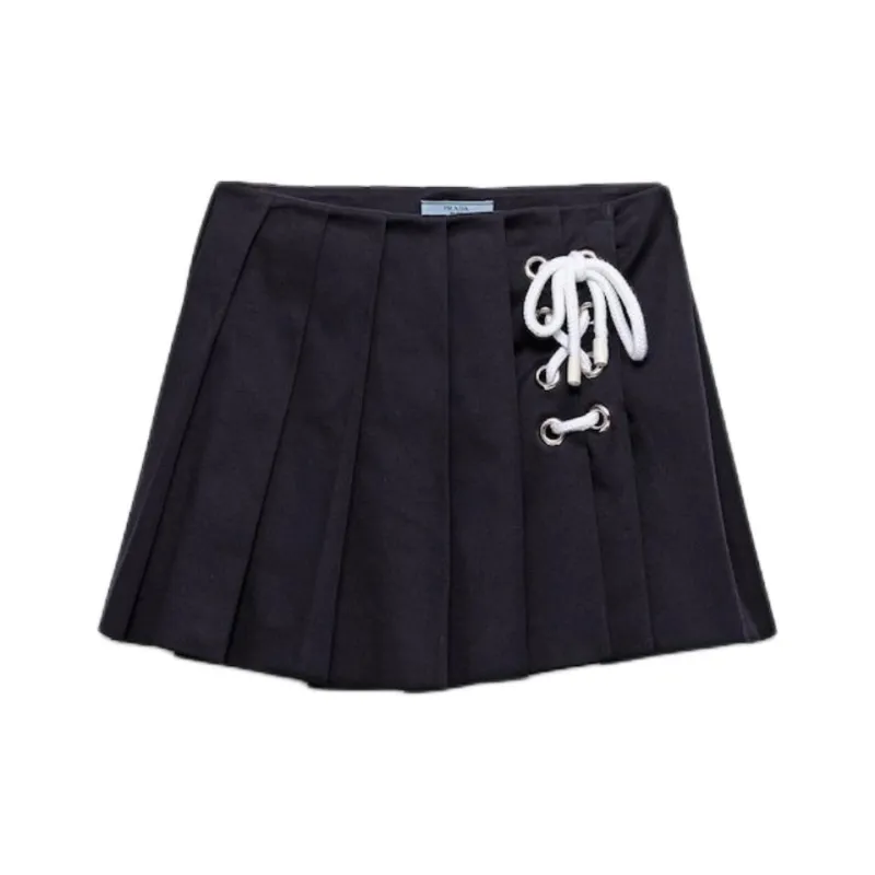 PRADA Pleated Drill Mini Skirt-0