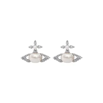 Vivienne Westwood Resin, Pearl, Cubic Zirconia, Brass Earrings Women's Silver