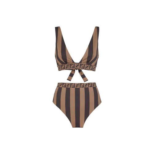 FENDI High Waist Striped Two Piece Swimsuit