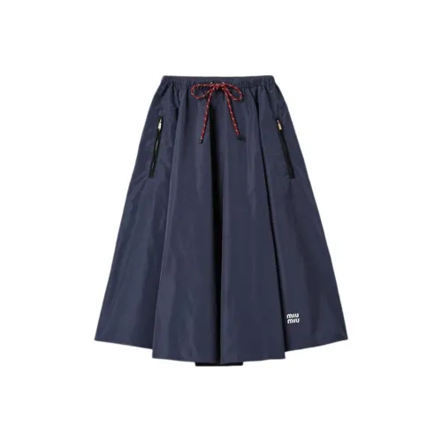 MIU MIU Jupe En Tissu Technique Casual Long Skirts Women's Blue